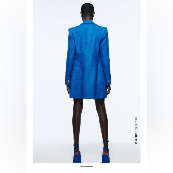 ZARA LONG STRUCTURED BLAZER BLUISH - Picture 5 of 9